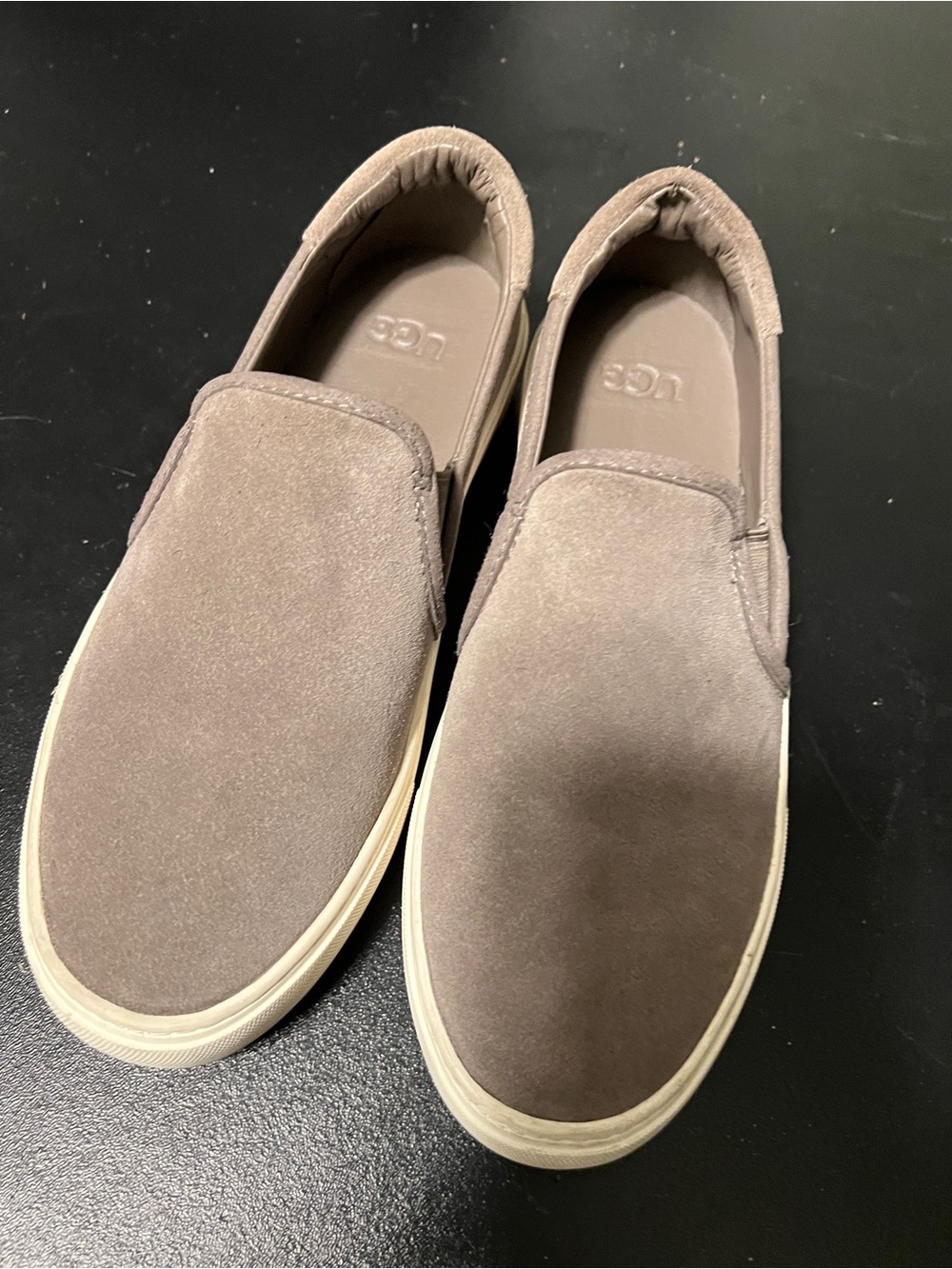 UGG Women’s Suede Slip-On Sneakers in Taupe with Cream Sole